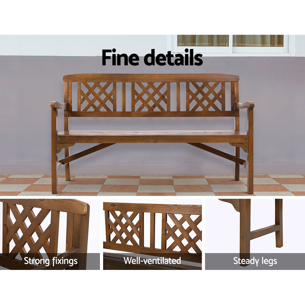 Wooden Garden Bench 3 Seat Patio Furniture Timber Outdoor Lounge Chair Natural - image4