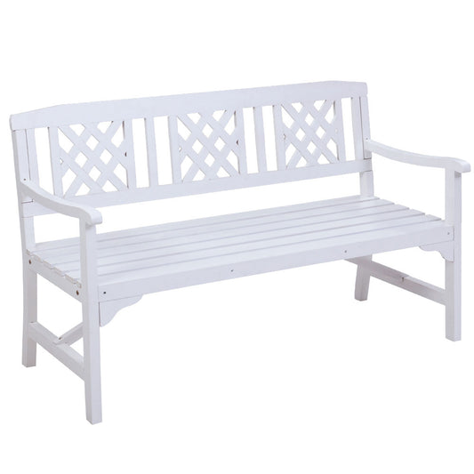 Wooden Garden Bench 3 Seat Patio Furniture Timber Outdoor Lounge Chair White - image1