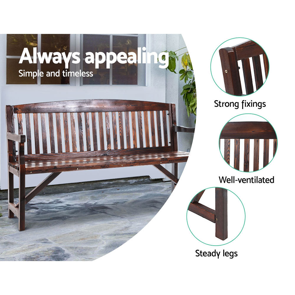 Wooden Garden Bench Chair Natural Outdoor Furniture D√©cor Patio Deck 3 Seater - image4