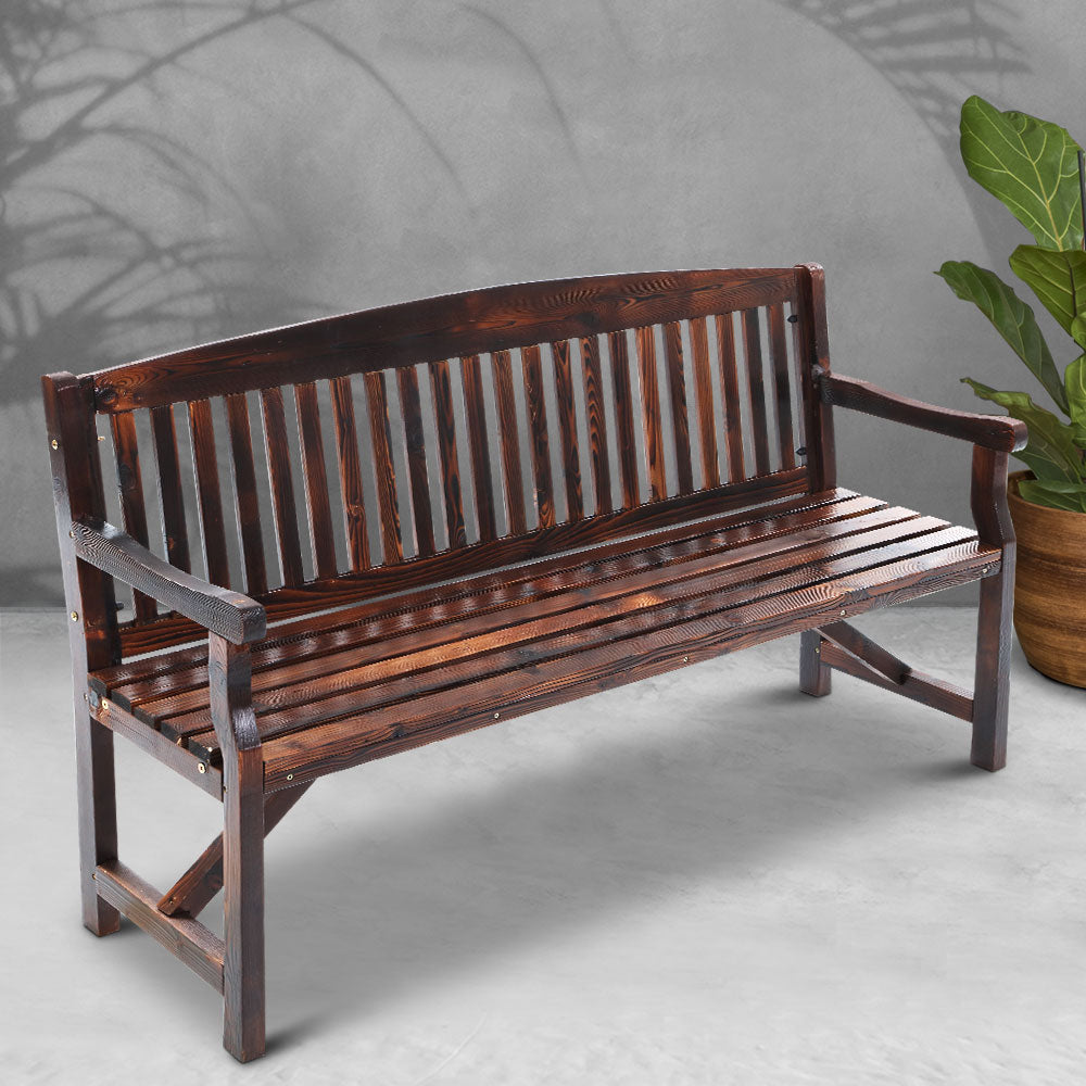 Wooden Garden Bench Chair Natural Outdoor Furniture D√©cor Patio Deck 3 Seater - image7