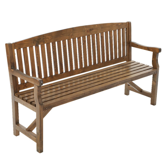 Wooden Garden Bench Chair Natural Outdoor Furniture D√©cor Patio Deck 3 Seater - image1