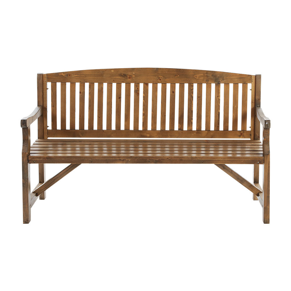 Wooden Garden Bench Chair Natural Outdoor Furniture D√©cor Patio Deck 3 Seater - image3