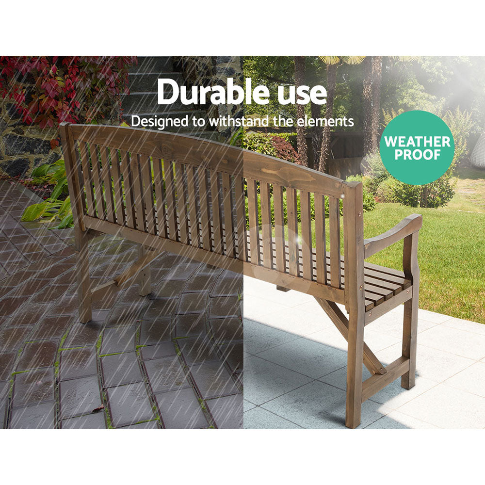 Wooden Garden Bench Chair Natural Outdoor Furniture D√©cor Patio Deck 3 Seater - image10