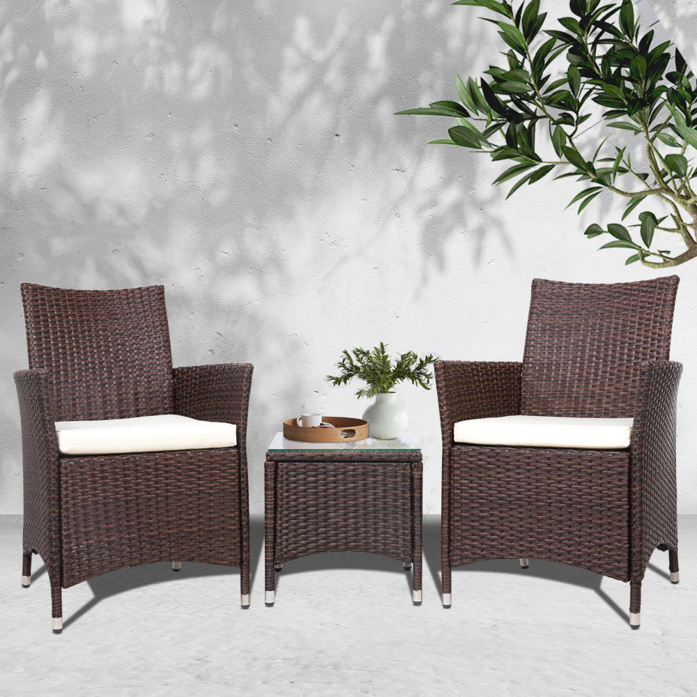 3 Piece Wicker Outdoor Furniture Set - Brown - image7