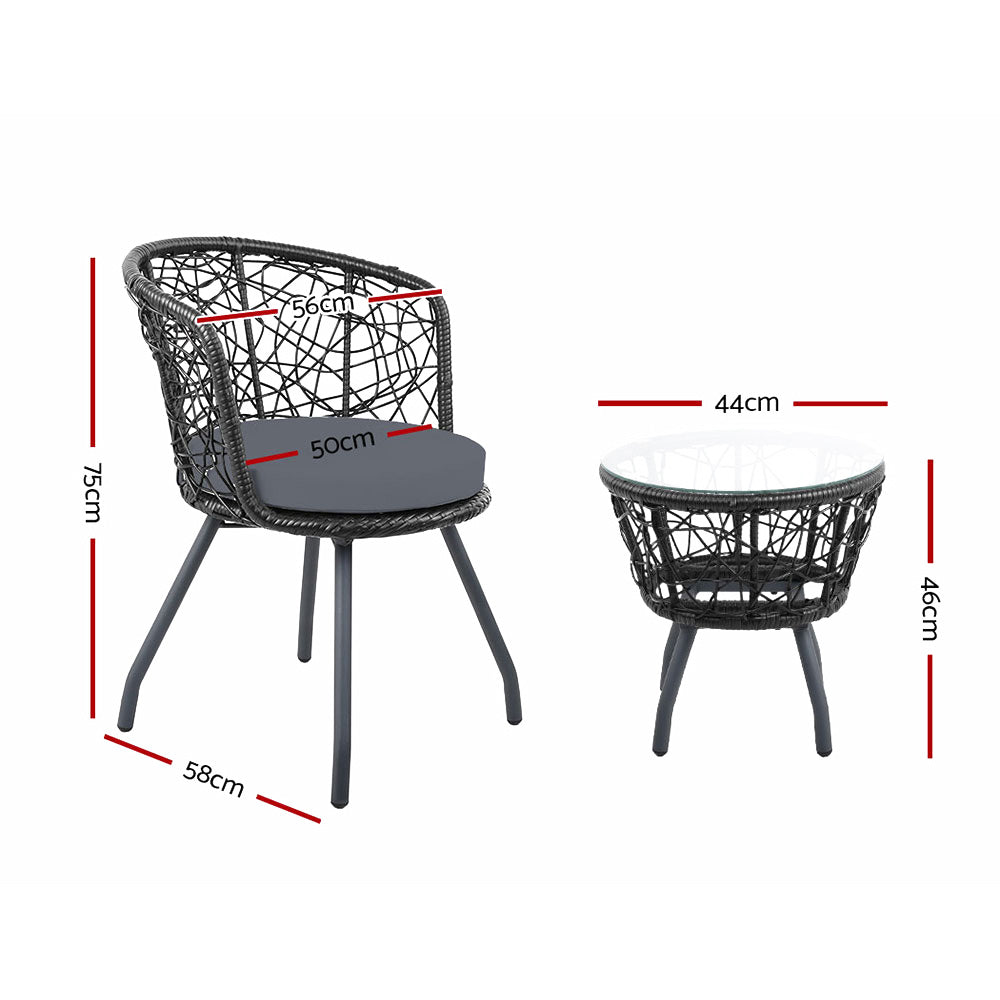 Outdoor Patio Chair and Table - Black - image2
