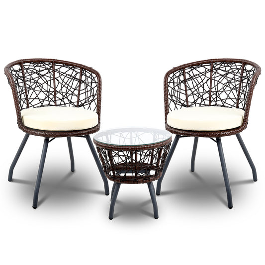 Outdoor Patio Chair and Table - Brown - image1