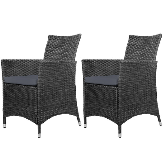 Set of 2 Outdoor Bistro Set Chairs Patio Furniture Dining Wicker Garden Cushion Gardeon - image1