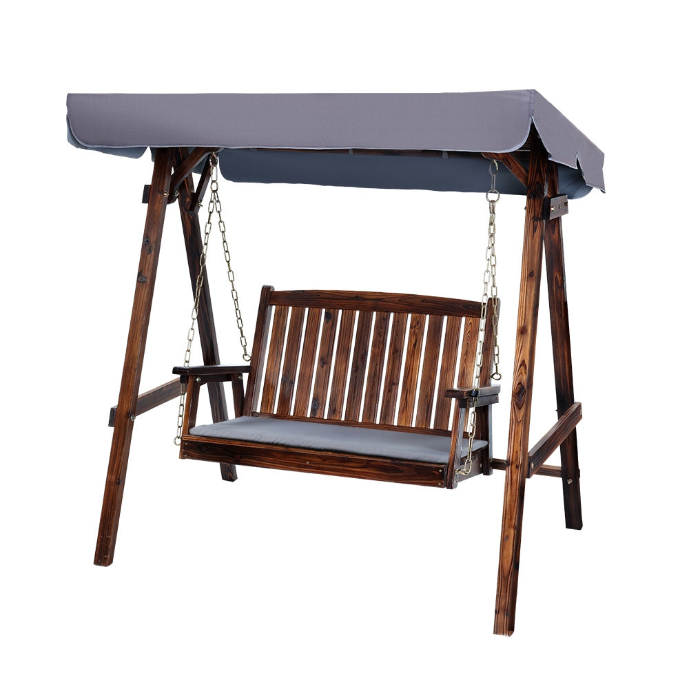 Swing Chair Wooden Garden Bench Canopy 2 Seater Outdoor Furniture - image1