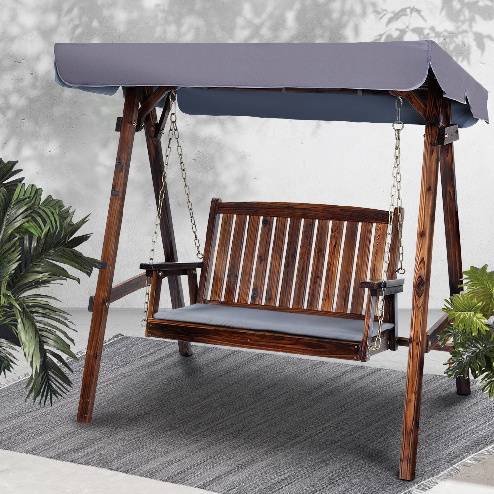Swing Chair Wooden Garden Bench Canopy 2 Seater Outdoor Furniture - image7