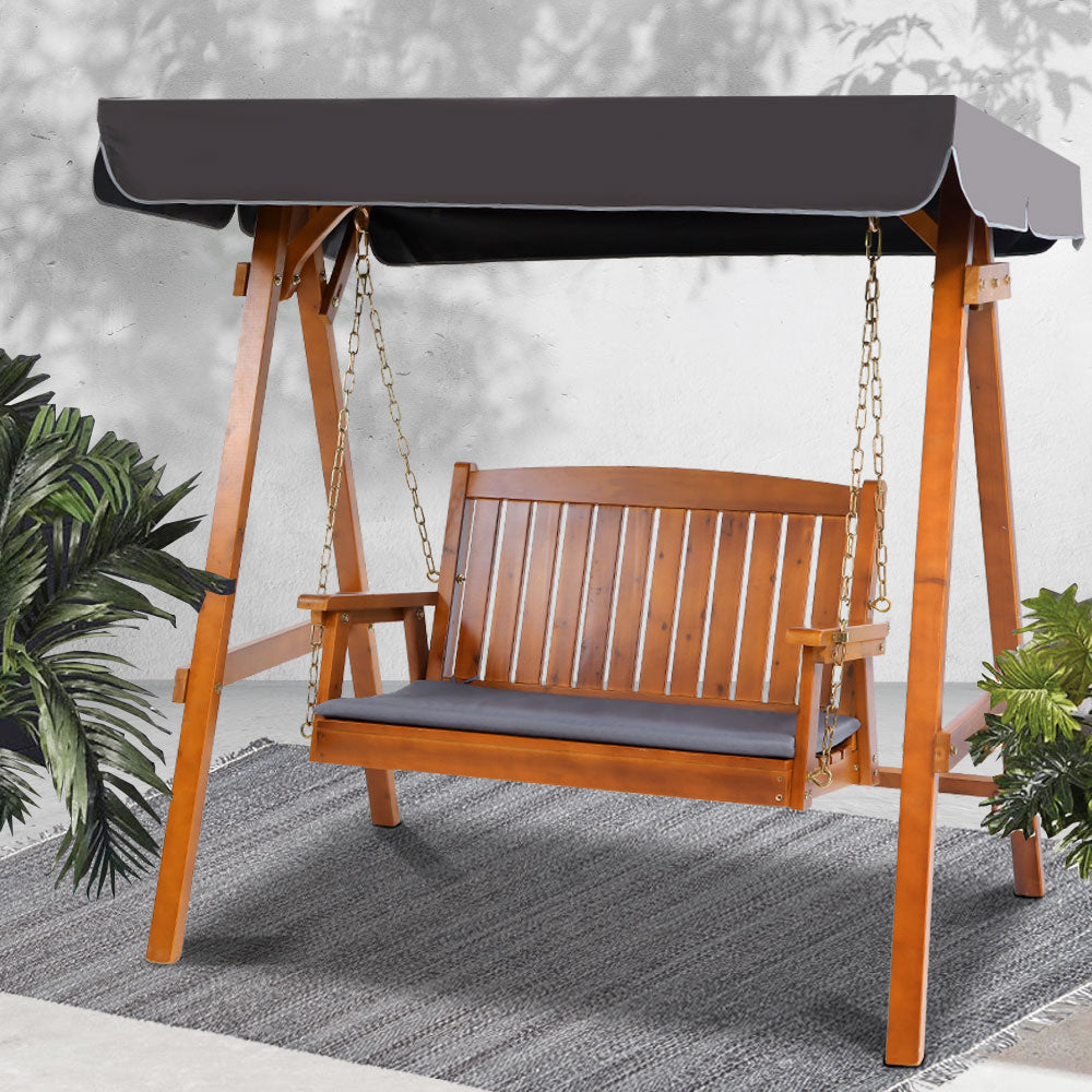 Swing Chair Wooden Garden Bench Canopy 2 Seater Outdoor Furniture - image7