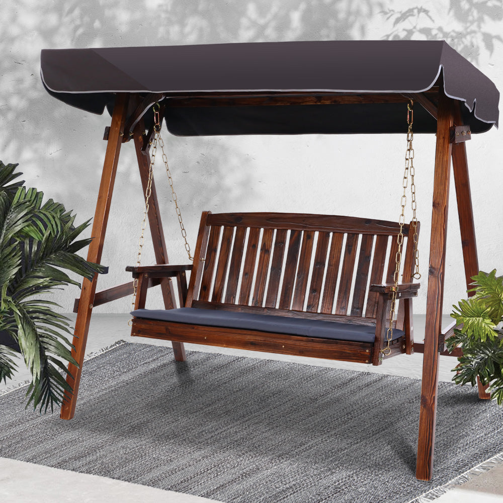 Wooden Swing Chair Garden Bench Canopy 3 Seater Outdoor Furniture - image7