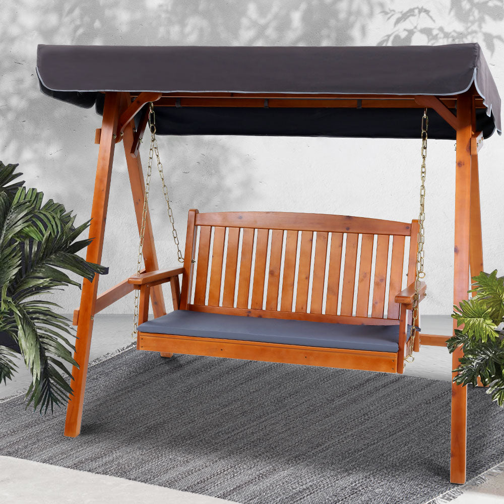 Wooden Swing Chair Garden Bench Canopy 3 Seater Outdoor Furniture - image7