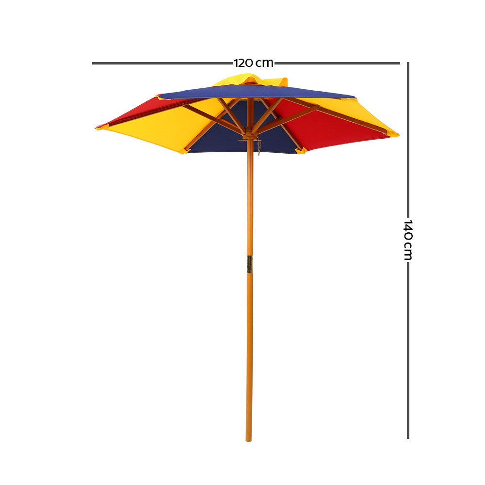 Kids Wooden Picnic Table Set with Umbrella - image3