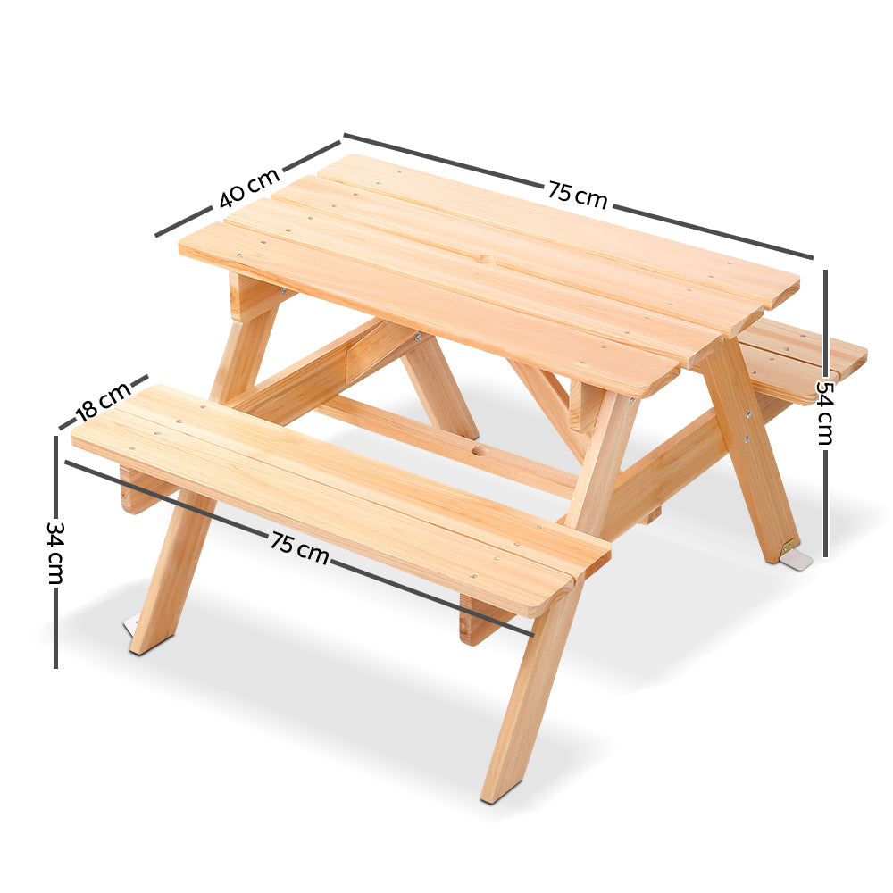 Kids Wooden Picnic Table Set with Umbrella - image2