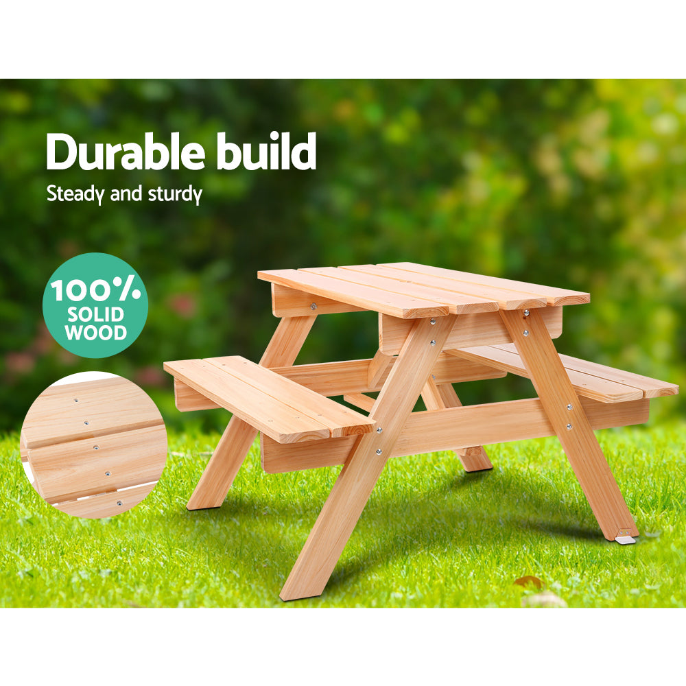 Kids Wooden Picnic Table Set with Umbrella - image4