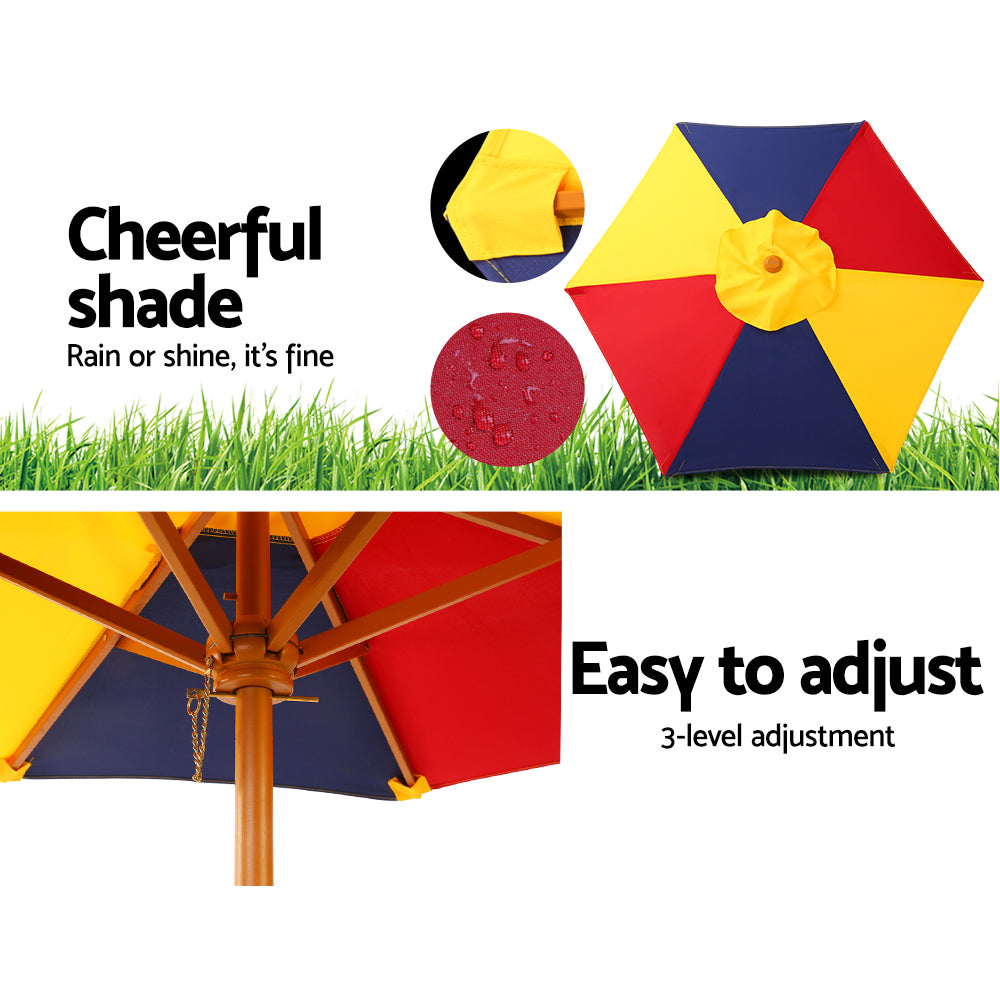 Kids Wooden Picnic Table Set with Umbrella - image6