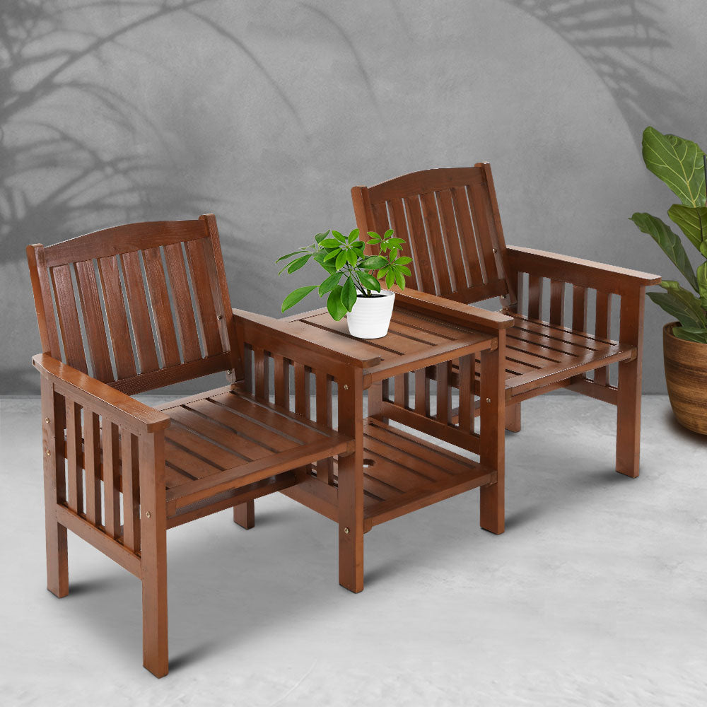 Garden Bench Chair Table Loveseat Wooden Outdoor Furniture Patio Park Brown - image7