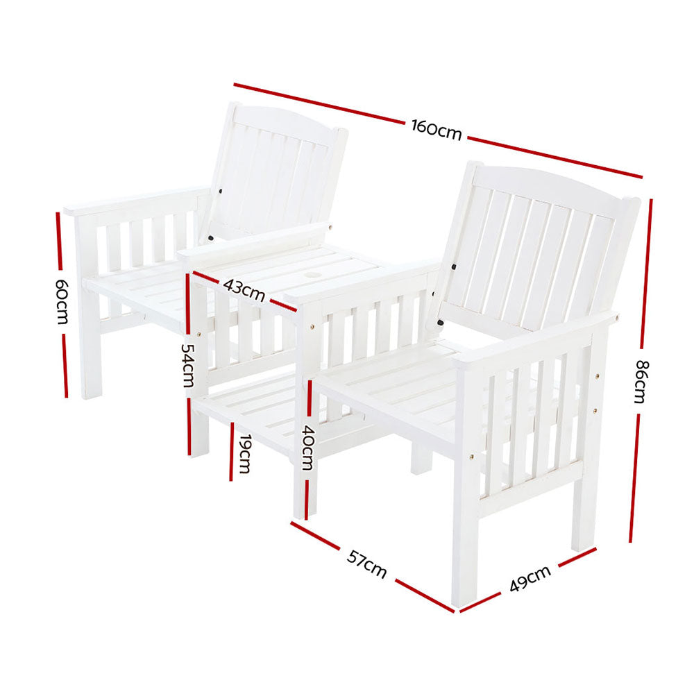Garden Bench Chair Table Loveseat Wooden Outdoor Furniture Patio Park White - image2
