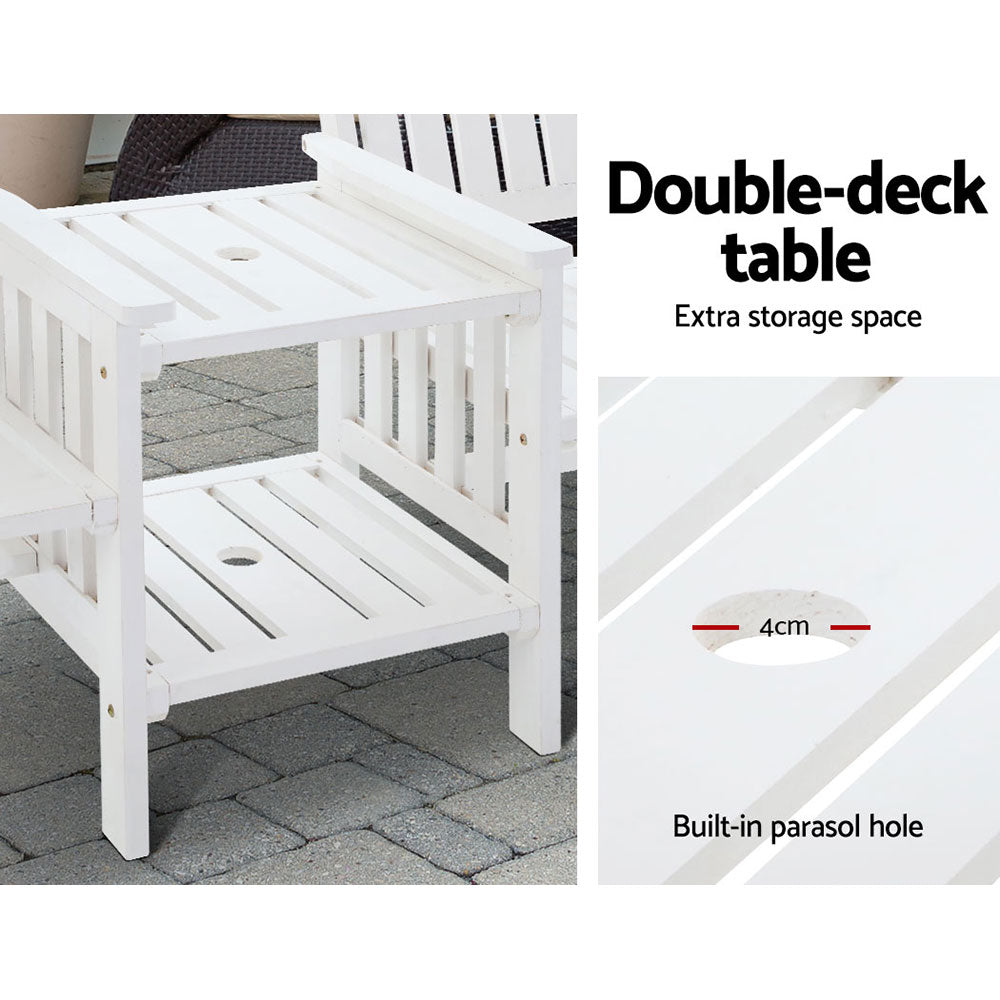 Garden Bench Chair Table Loveseat Wooden Outdoor Furniture Patio Park White - image5