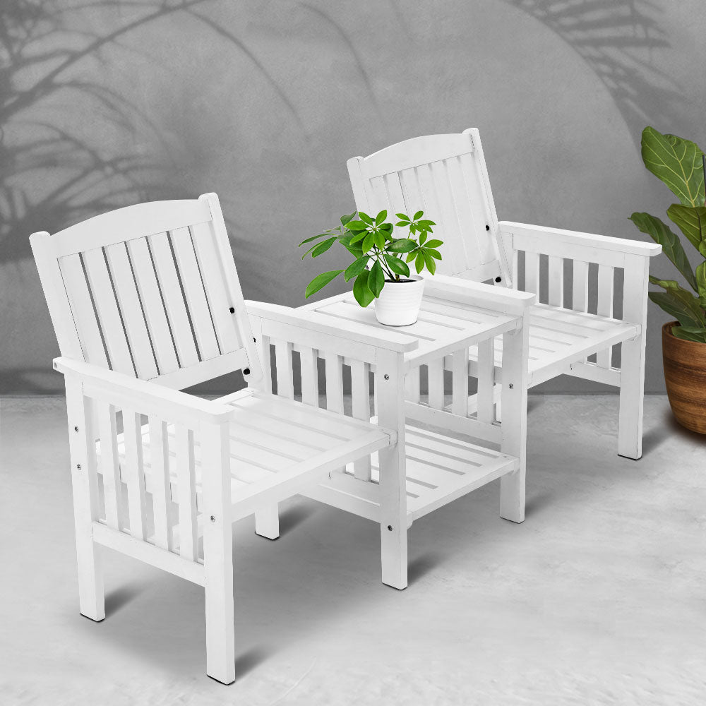 Garden Bench Chair Table Loveseat Wooden Outdoor Furniture Patio Park White - image7