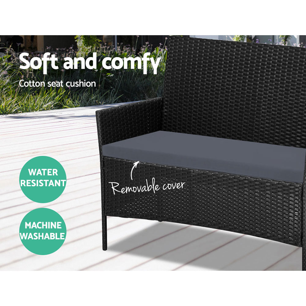 4-piece Wicker Outdoor Set - Black - image3