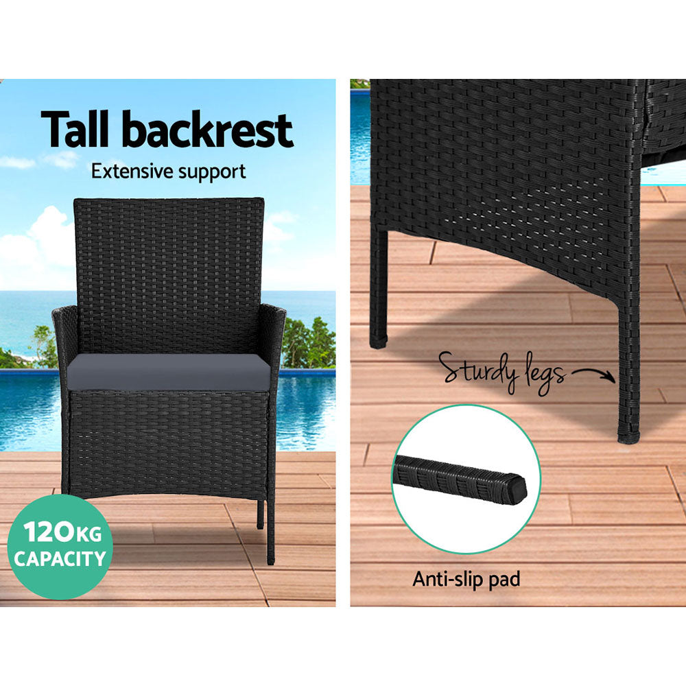 4-piece Wicker Outdoor Set - Black - image5