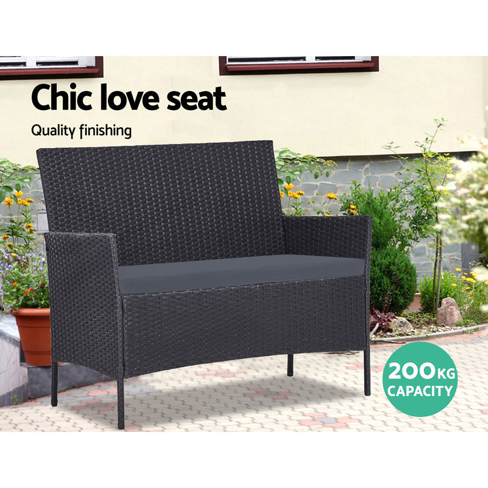 Outdoor Furniture Wicker Set Chair Table Dark Grey 4pc - image3