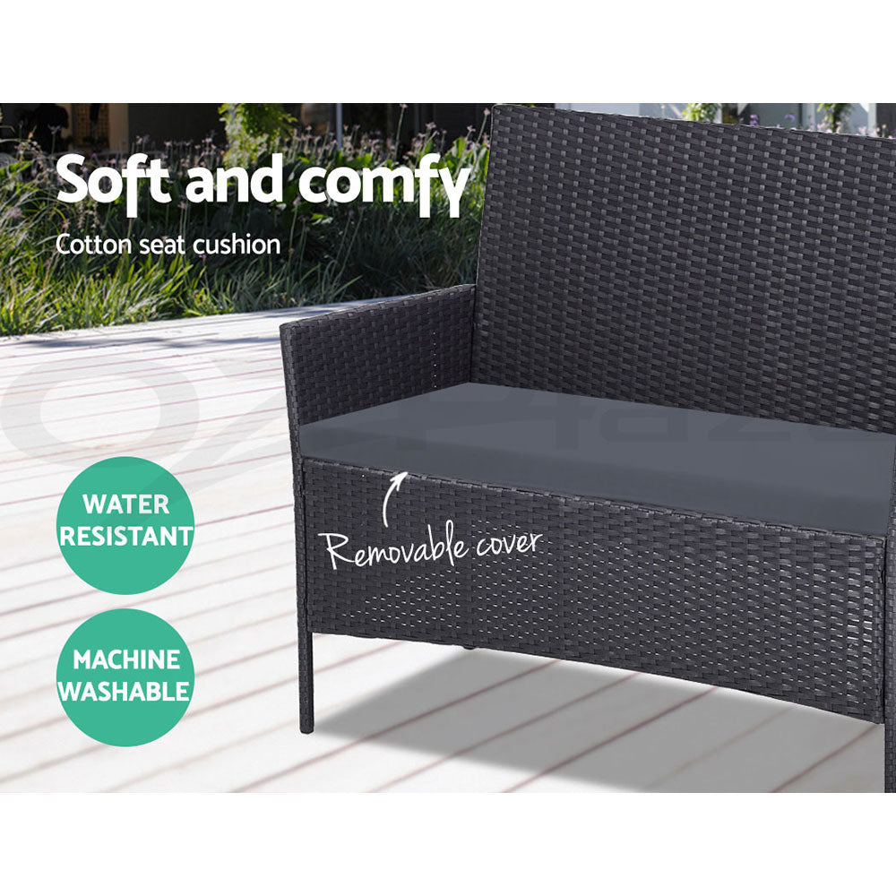 Outdoor Furniture Wicker Set Chair Table Dark Grey 4pc - image5