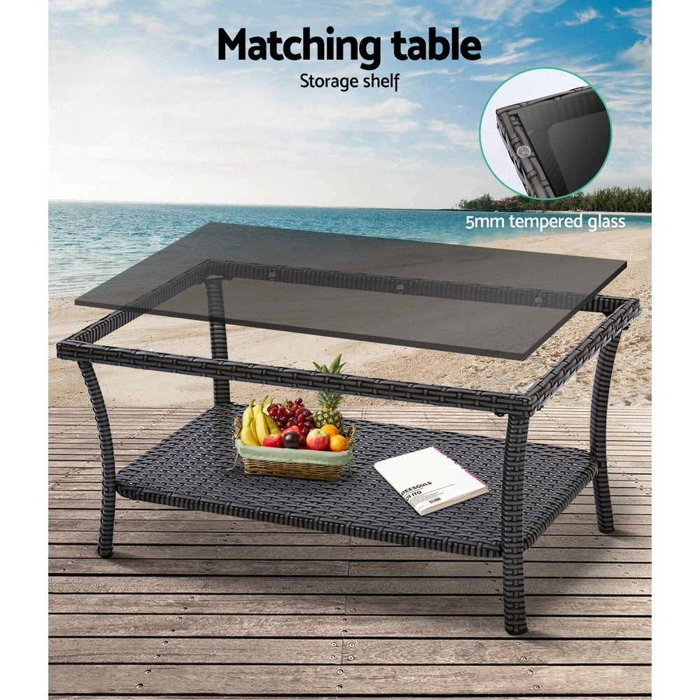 Outdoor Furniture Set Wicker Cushion 4pc Dark Grey - image6