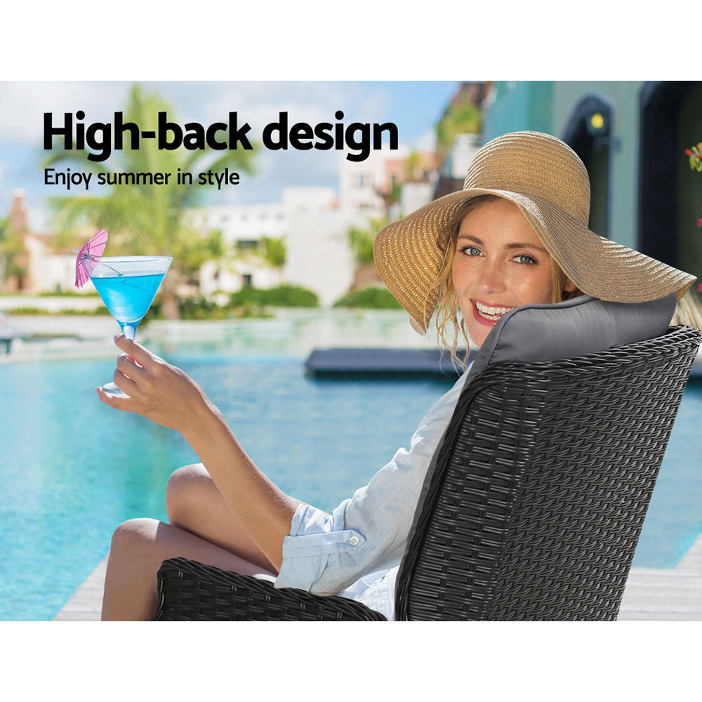 Recliner Chair Sun lounge Setting Outdoor Furniture Patio Wicker Sofa - image6