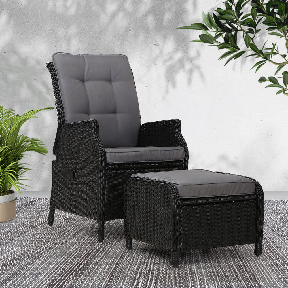 Recliner Chair Sun lounge Setting Outdoor Furniture Patio Wicker Sofa - image7