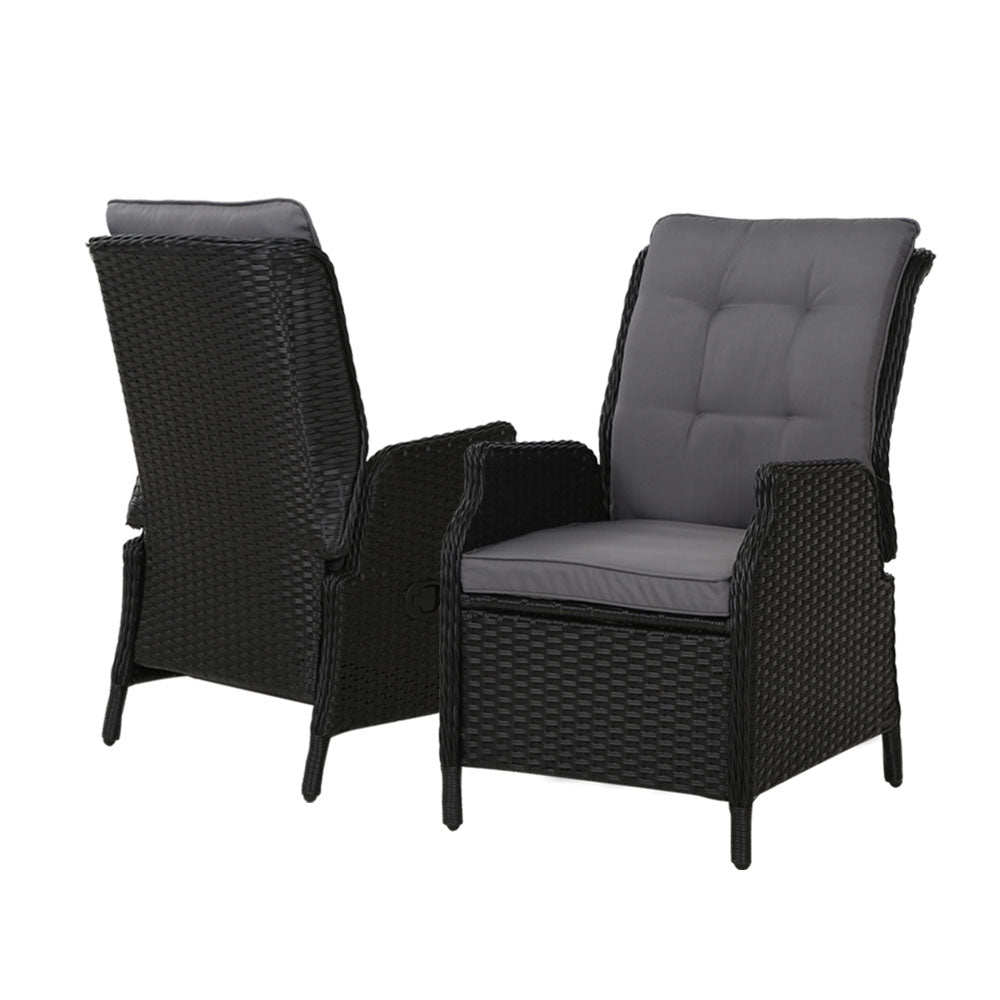 Recliner Chairs Sun lounge Outdoor Setting Patio Furniture Wicker Sofa 2pcs - image3