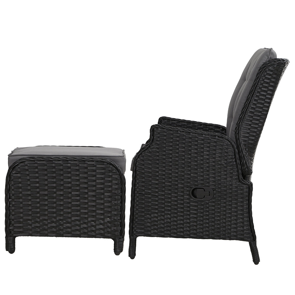 Set of 2 Recliner Chairs Sun lounge Outdoor Setting Patio Furniture Wicker Sofa - image4