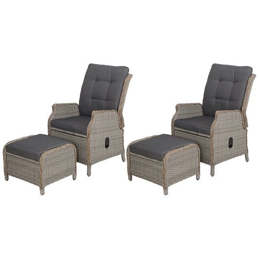 Set of 2 Recliner Chairs Sun lounge Outdoor Patio Furniture Wicker Sofa Lounger - image1