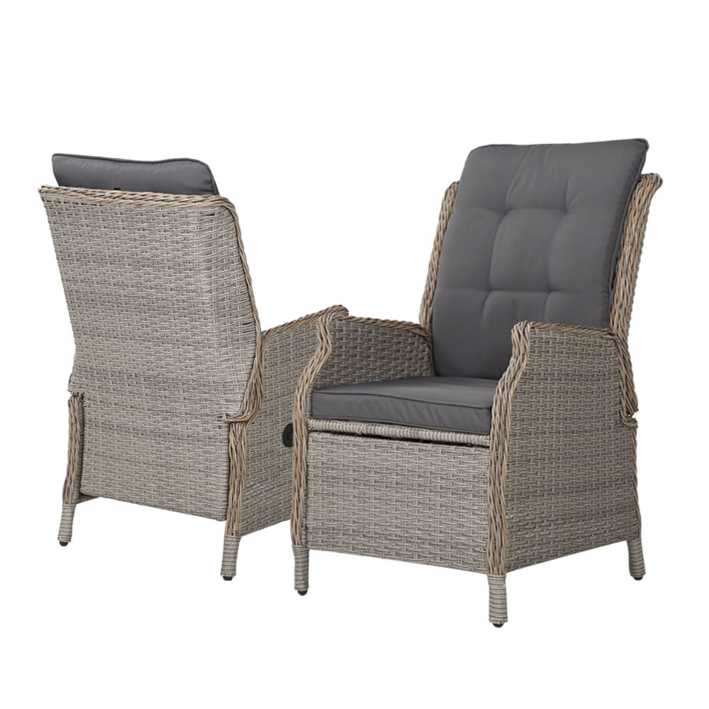 Recliner Chairs Sun lounge Outdoor Patio Furniture Wicker Sofa Lounger 2pcs - image3