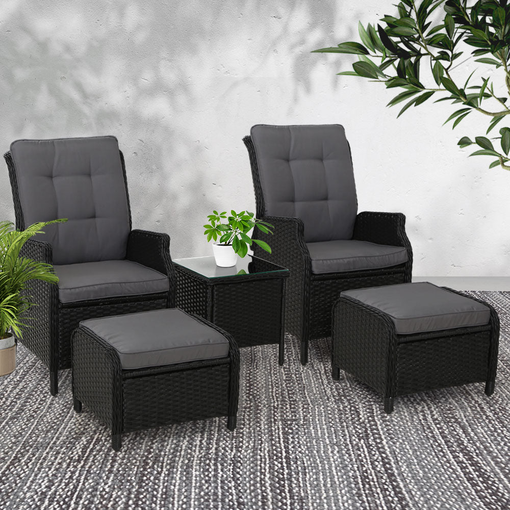 Recliner Chairs Sun lounge Setting Outdoor Furniture Patio Garden Wicker - image7