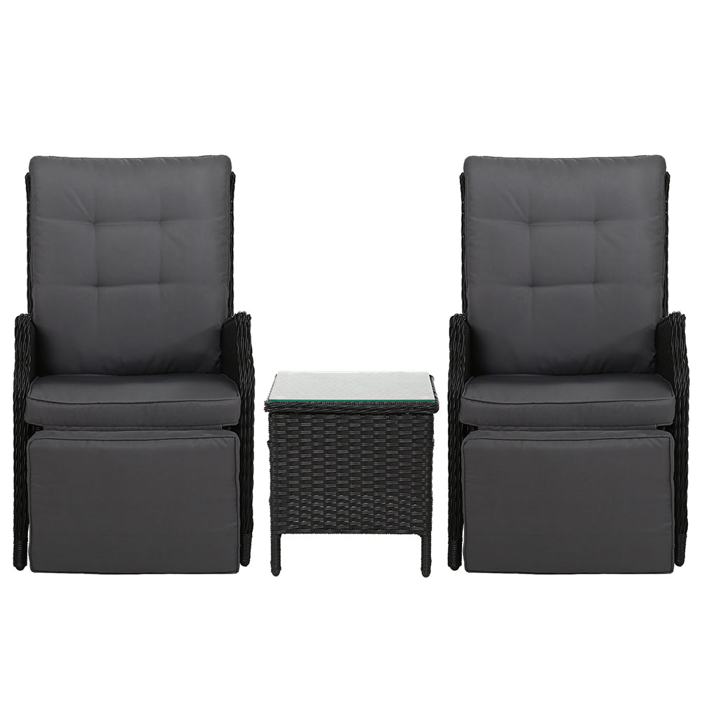 Recliner Chairs Sun lounge Setting Outdoor Furniture Patio Wicker Sofa - image3