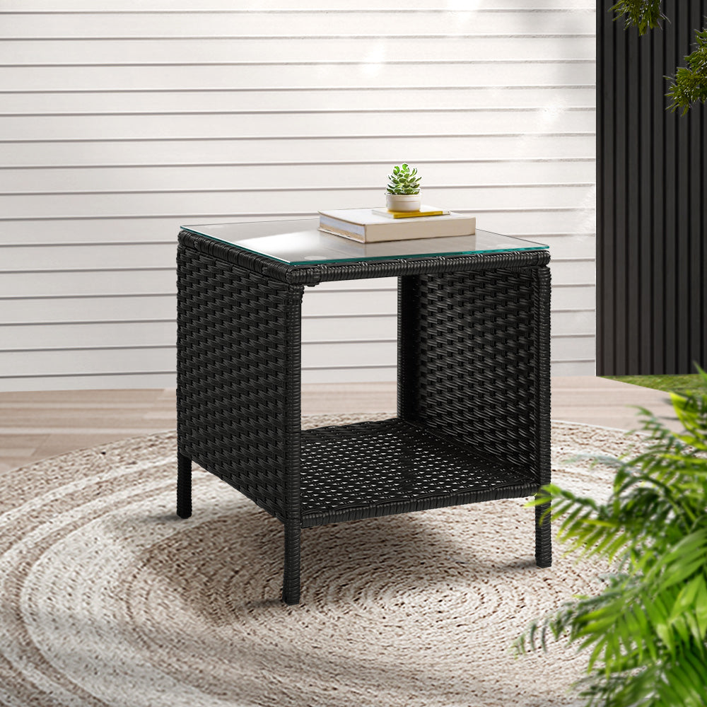 Gardeon Side Table Coffee Patio Outdoor Furniture Rattan Desk Indoor Garden Black - image8