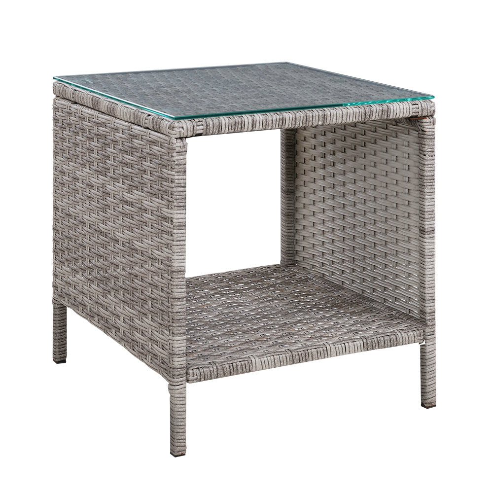 Gardeon Side Table Coffee Patio Outdoor Furniture Rattan Desk Indoor Garden Grey - image1