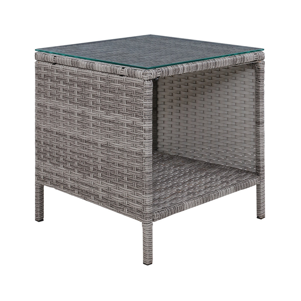 Gardeon Side Table Coffee Patio Outdoor Furniture Rattan Desk Indoor Garden Grey - image3