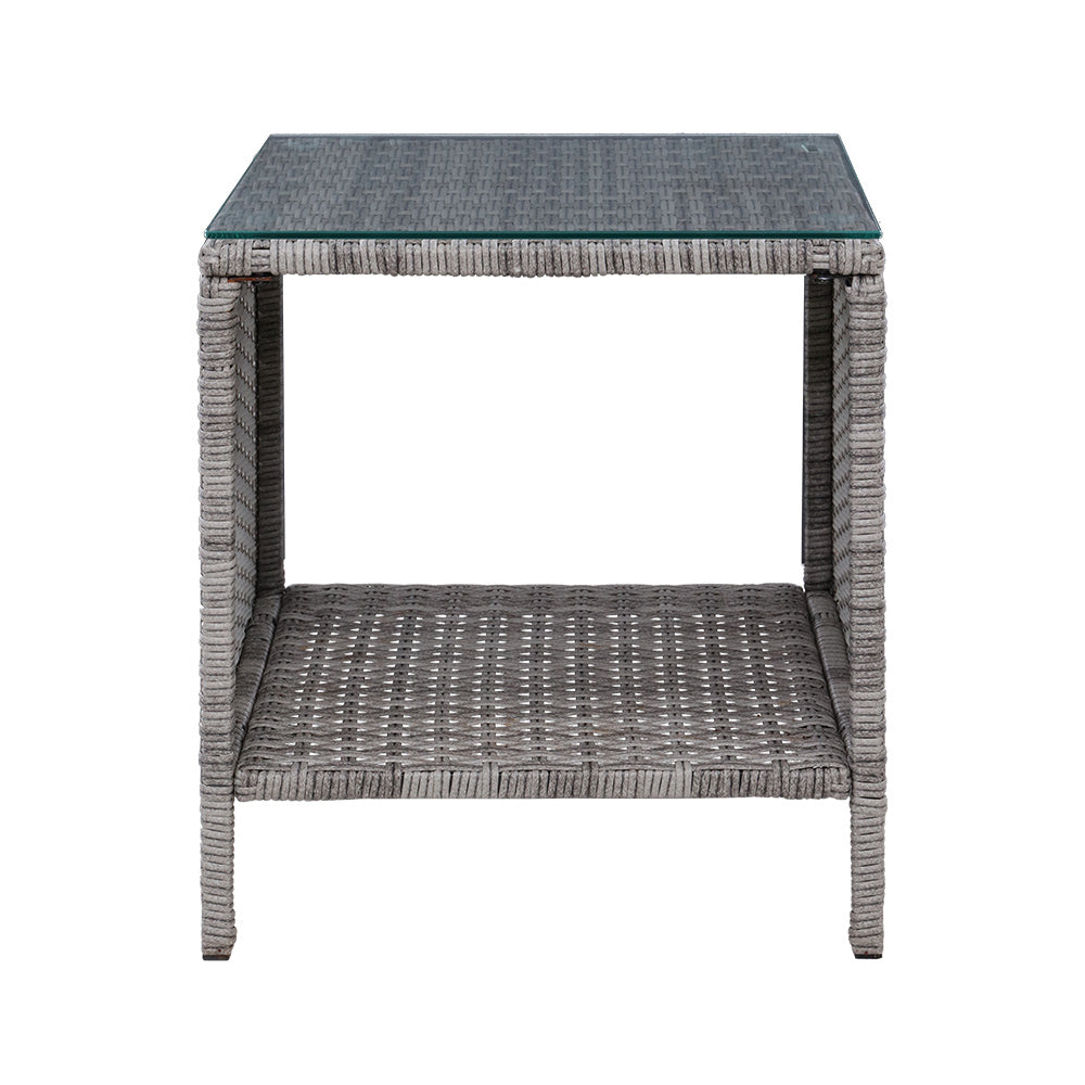 Gardeon Side Table Coffee Patio Outdoor Furniture Rattan Desk Indoor Garden Grey - image4