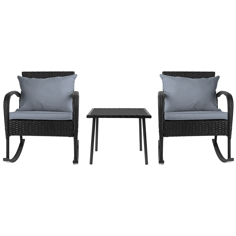 3 Piece Outdoor Chair Rocking Set - Black - image3