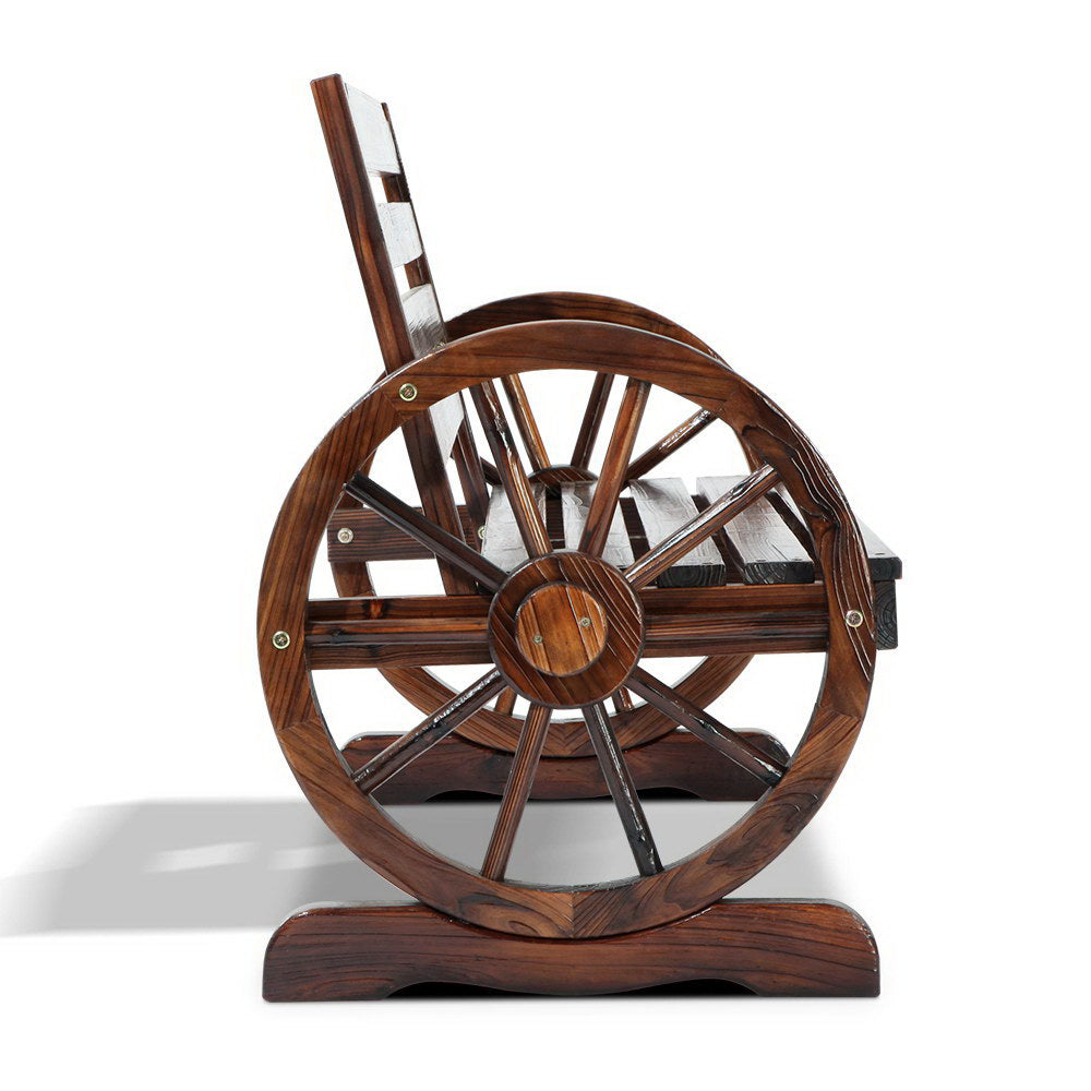 Wooden Wagon Wheel Bench - Brown - image6