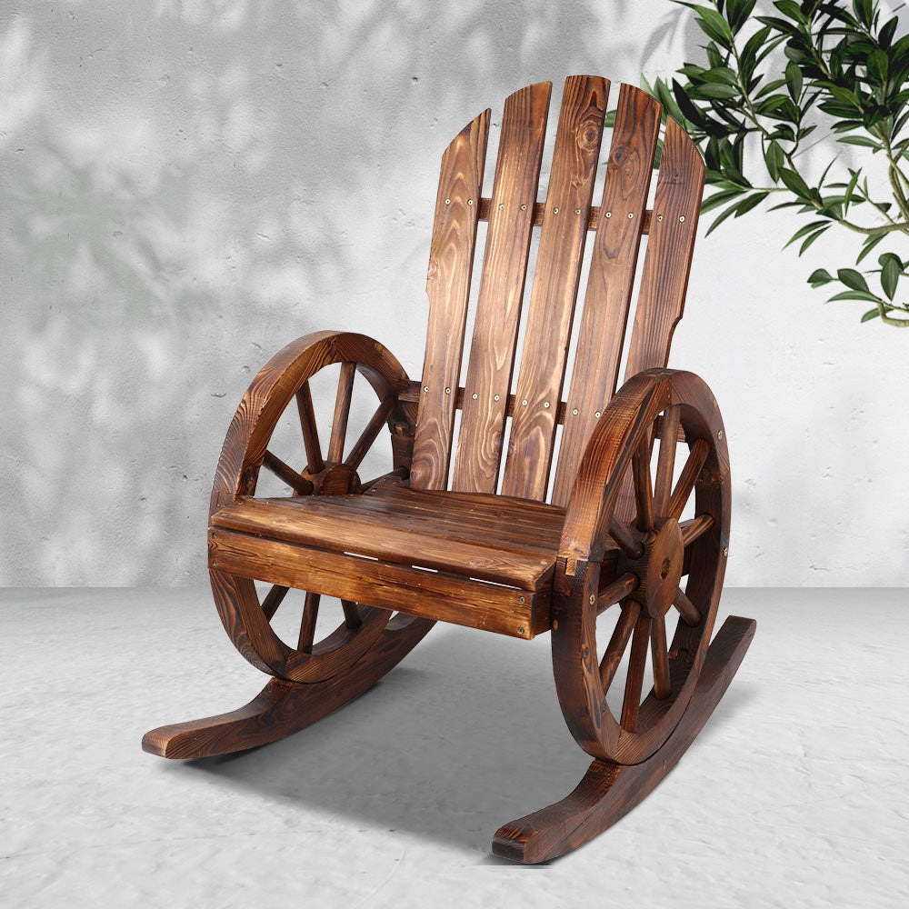 Wagon Wheels Rocking Chair - Brown - image7