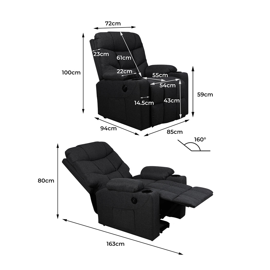 Recliner Chair Electric Lift Chair Armchair Lounge Fabric Sofa USB Charge - image3