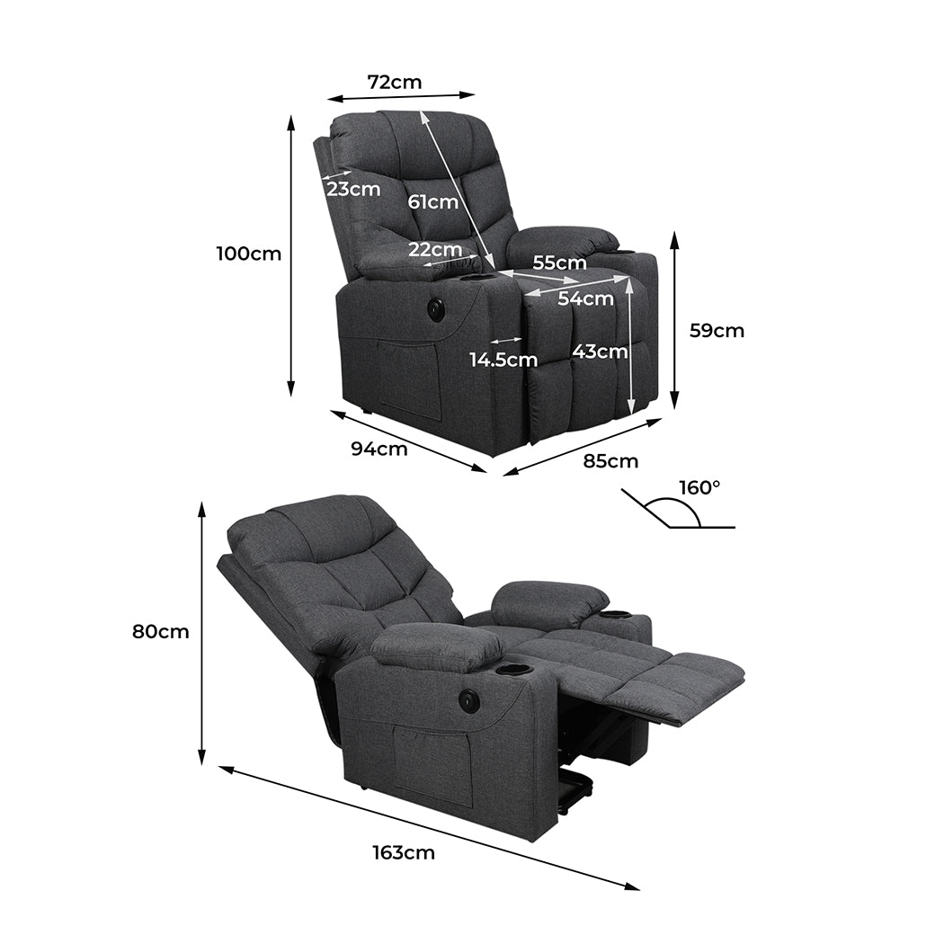 Recliner Chair Electric Lift Chairs Armchair Lounge Fabric Sofa USB Charge - image3