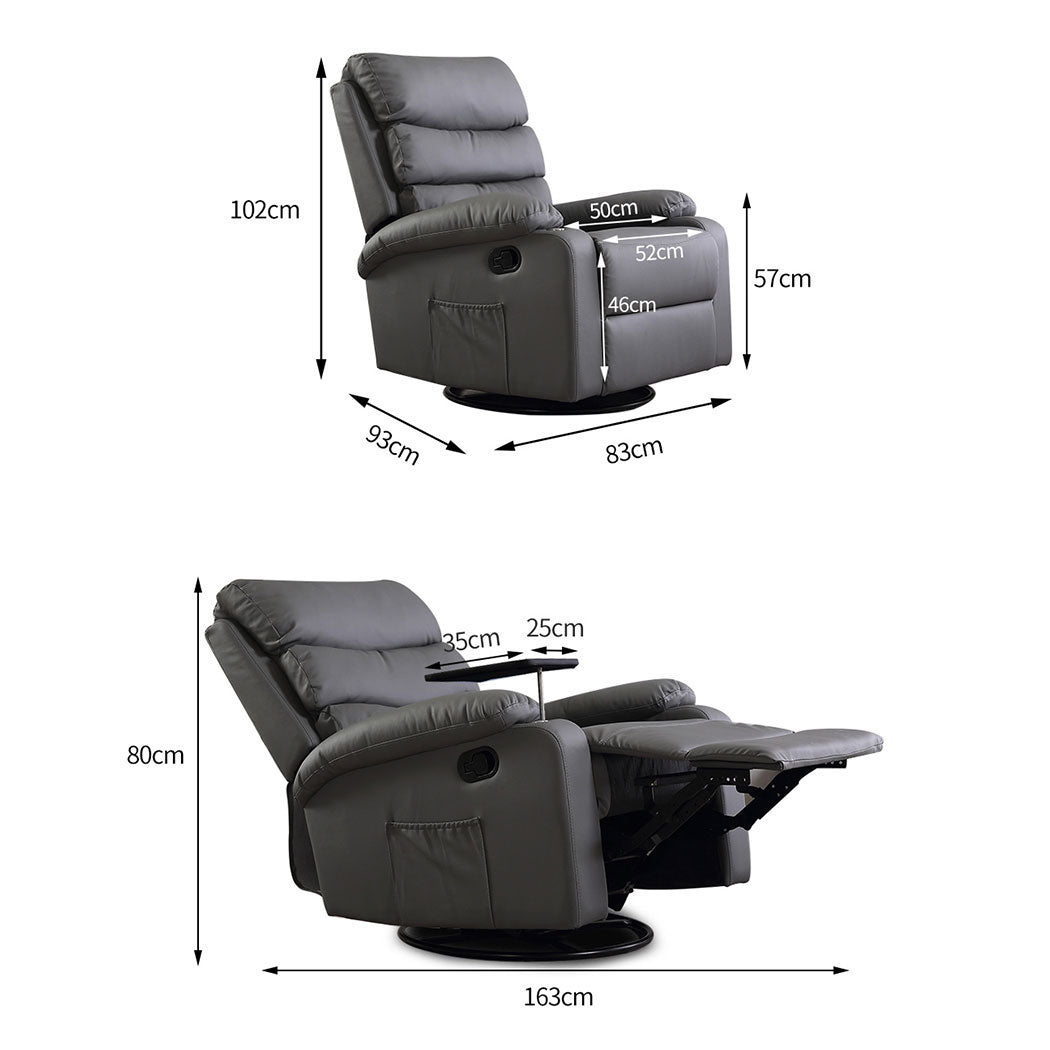 Massage Chair Recliner Chairs Heated Lounge Sofa Armchair 360 Swivel Grey - image3