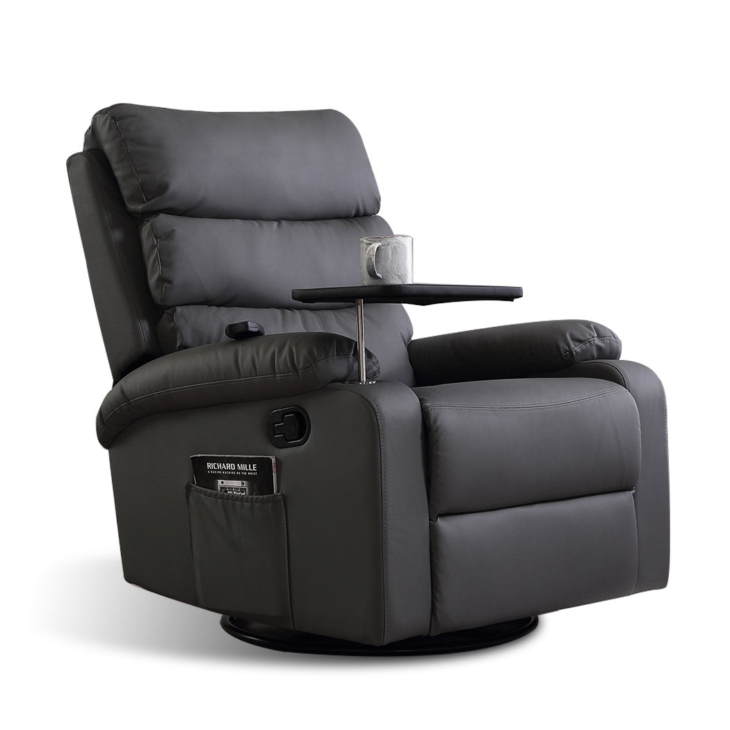 Massage Chair Recliner Chairs Heated Lounge Sofa Armchair 360 Swivel Grey - image1