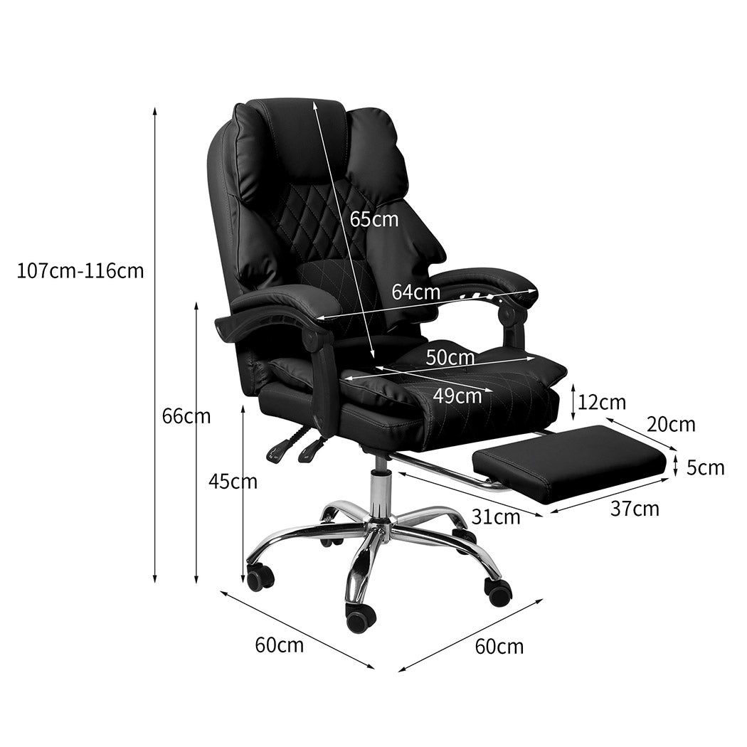 Gaming Chair Office Computer Seat Racing PU Leather Executive Footrest - image3