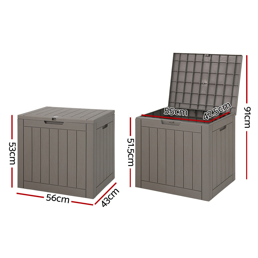 Gardeon Outdoor Storage Box 118L Container Lockable Indoor Garden Toy Tool Shed Grey - image2